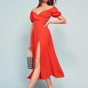 NWT The Reformation Pearl Off the Shoulder Dress